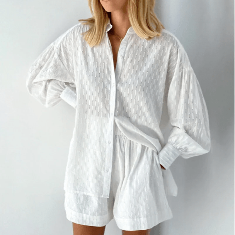 Sommer Zweiteiler Bluse Shorts Leicht und Stilvoll - BerlinGlamour