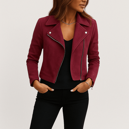 Lederjacke Herren Bikerjacke Wildleder Optik Reißverschluss