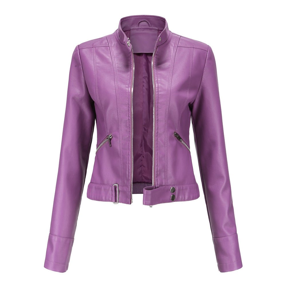 Damen Lederjacke Bikerstyle Schwarz Tailliert Modern