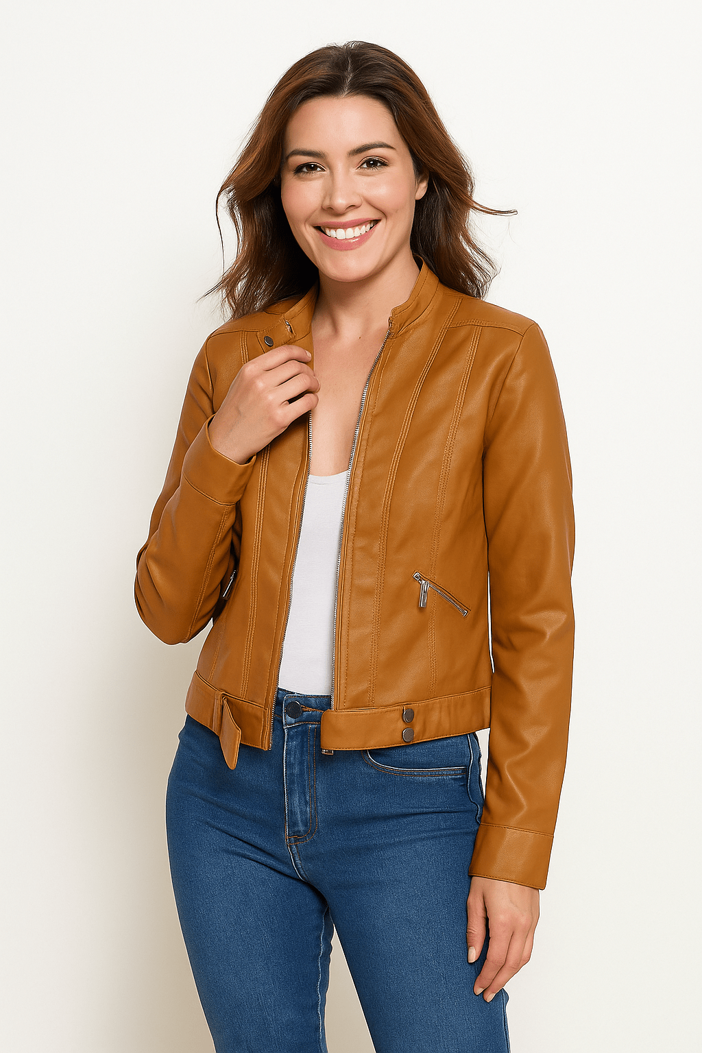 Ledersoft Lederjacke Biker Stil Kurz