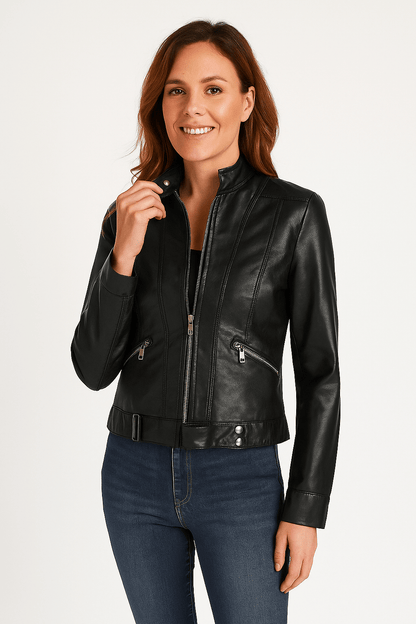Ledersoft Lederjacke Biker Stil Kurz - BerlinGlamour