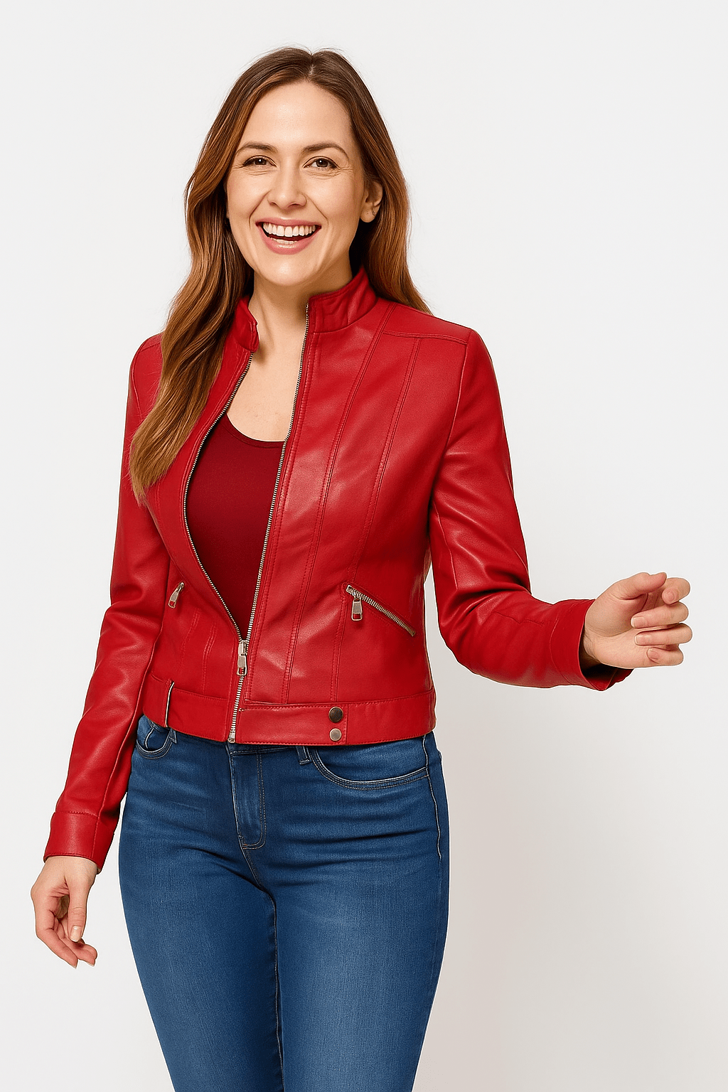 Ledersoft Lederjacke Biker Stil Kurz