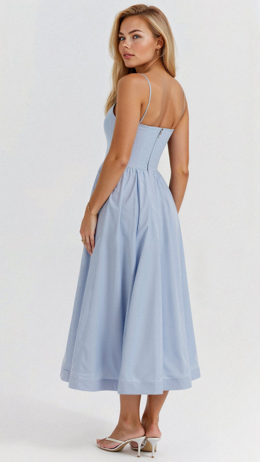 Elegantes Damen Midikleid Ärmellos Sommerkleid - BerlinGlamour