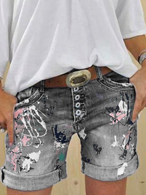 Fashion Denim Shorts Damen Multi Knopf Trendy