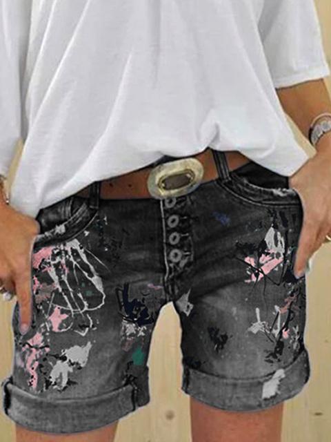 Fashion Denim Shorts Damen Multi Knopf Trendy