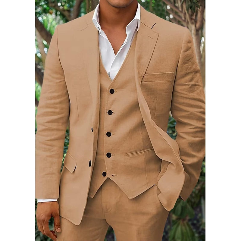 Herren Anzug Set 3-teilig: Blazer, Weste, Hose Leinen