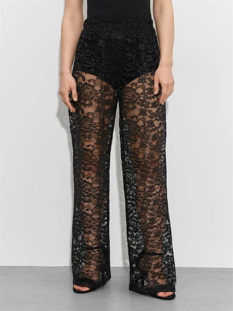 Elegante Spitzenhose Weiße Schwarz Damen