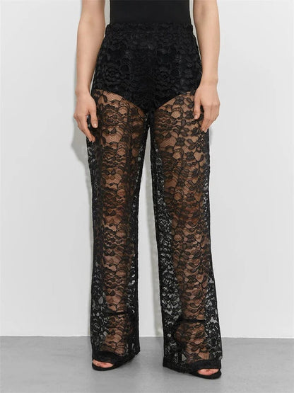 Elegante Spitzenhose Weiße Schwarz Damen