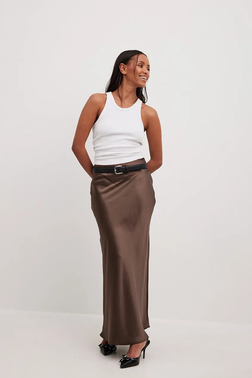 Satin Rock Hochwertig Mit Hoher Taille Damen
