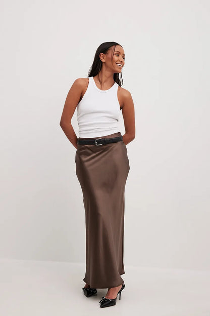 Satin Rock Hochwertig Mit Hoher Taille Damen