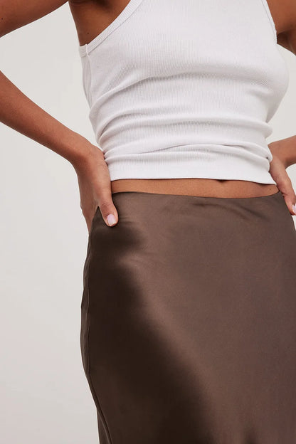 Satin Rock Hochwertig Mit Hoher Taille Damen
