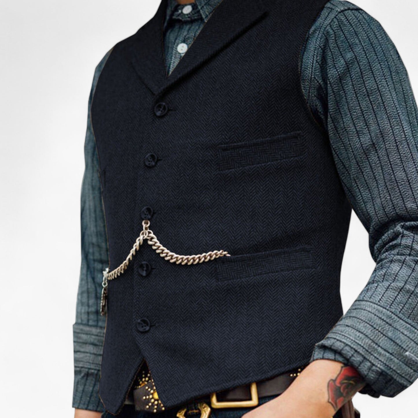Herren Anzugweste Zeitlos Elegant Schwarze Slimfit
