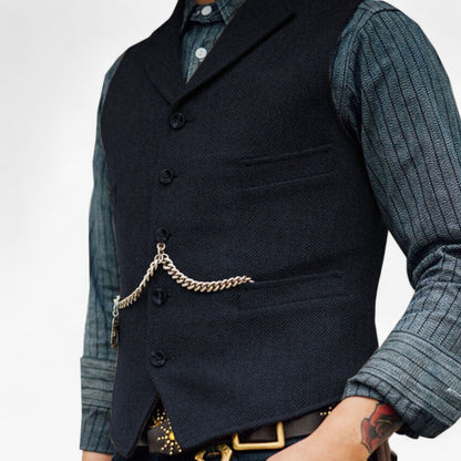 Herren Anzugweste Zeitlos Elegant Schwarze Slimfit