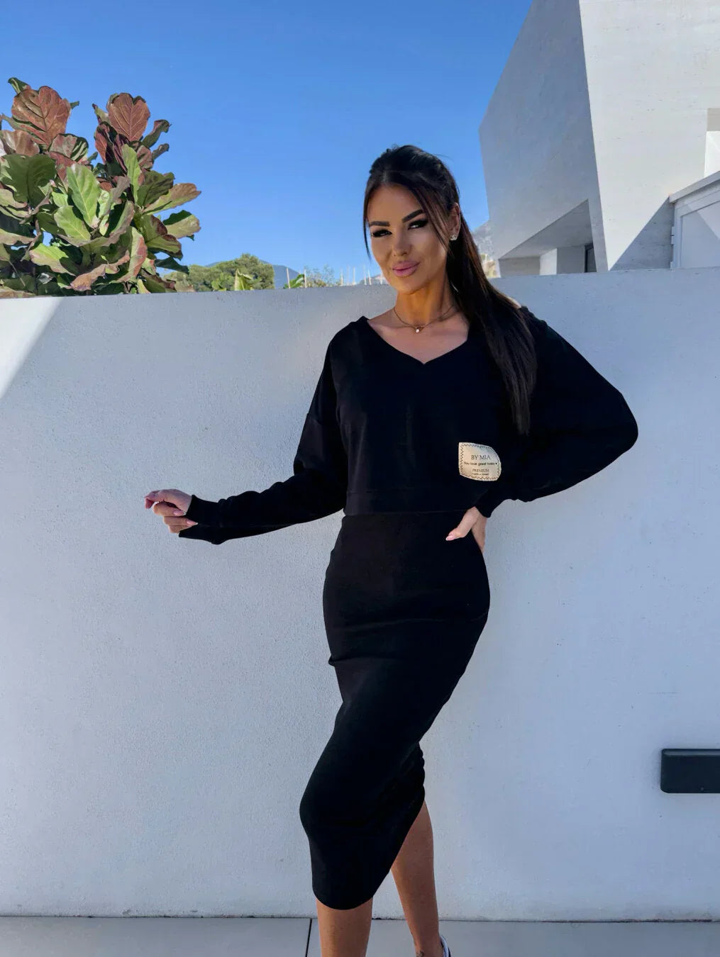 Trendiges Frauenkleid Elegant Kurz Berlin Style