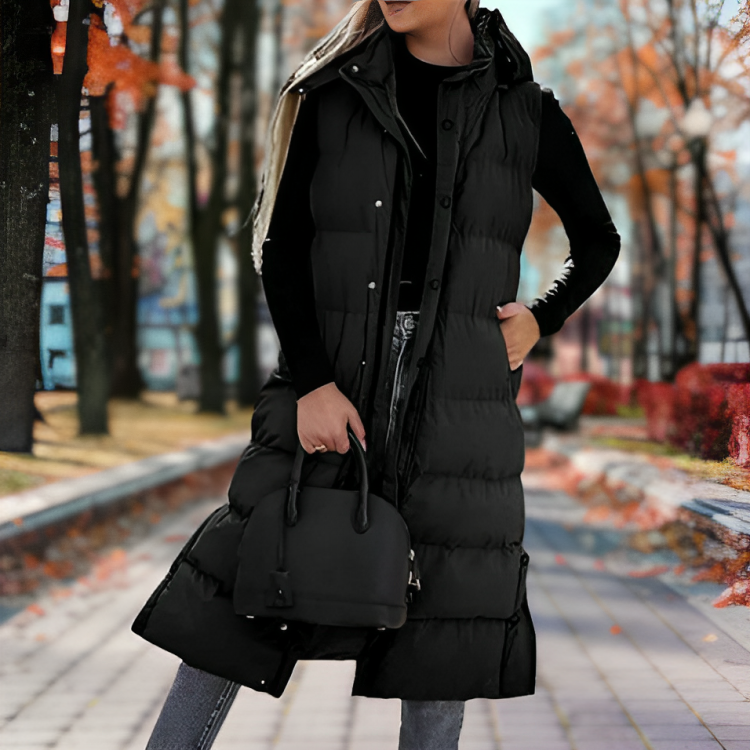 Langer Daunenmantel Frauen Ärmellos Warm Outdoor - BerlinGlamour