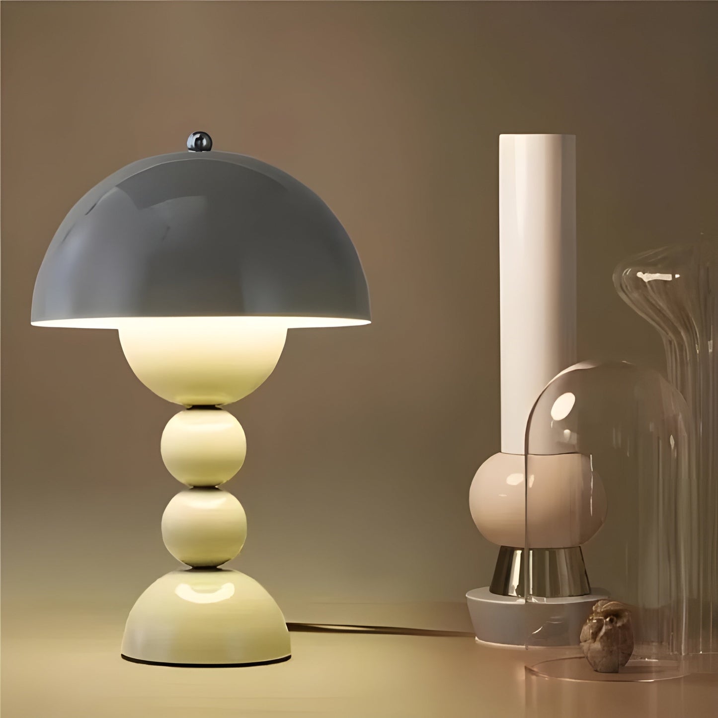 Skandinavische LED Tischlampe Dimmbar Weiß Modern