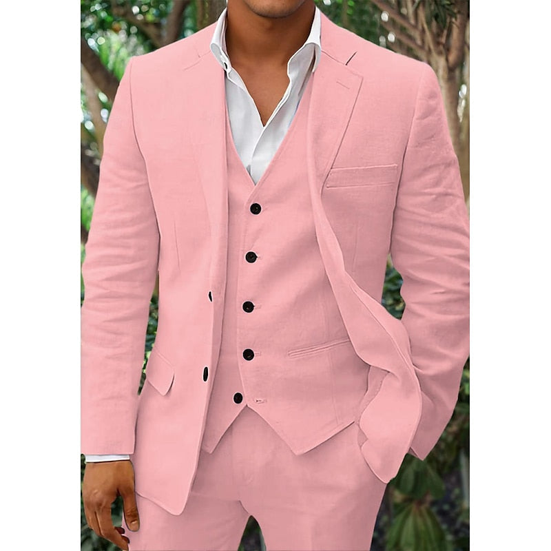 Herren Anzug Set 3-teilig: Blazer, Weste, Hose Leinen