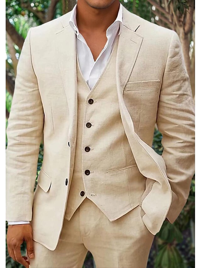 Herren Anzug Set 3-teilig: Blazer, Weste, Hose Leinen