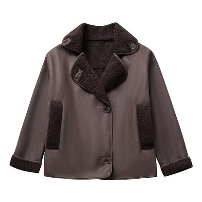 Winterjacke Veloursleder Optik Fleece Futter Luxus
