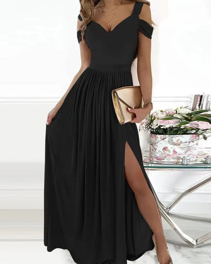 Elegantes Damen Kleid Off Shoulder Lang Bürokleid
