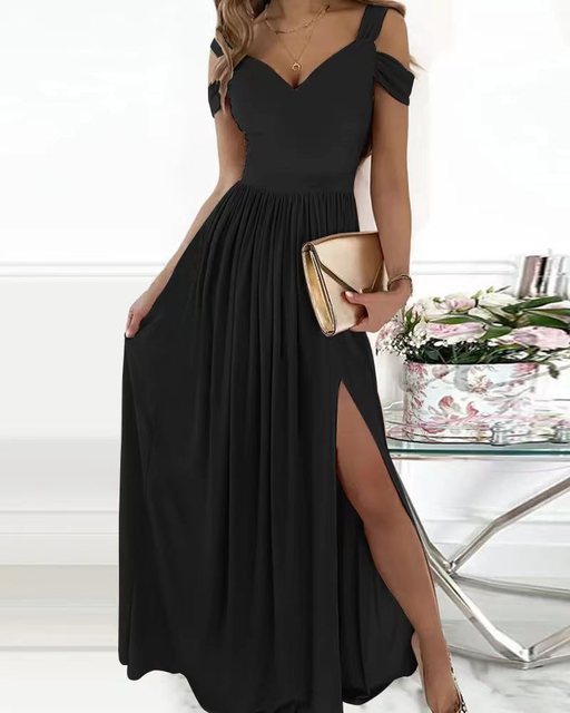 Elegantes Damen Kleid Off Shoulder Lang Bürokleid