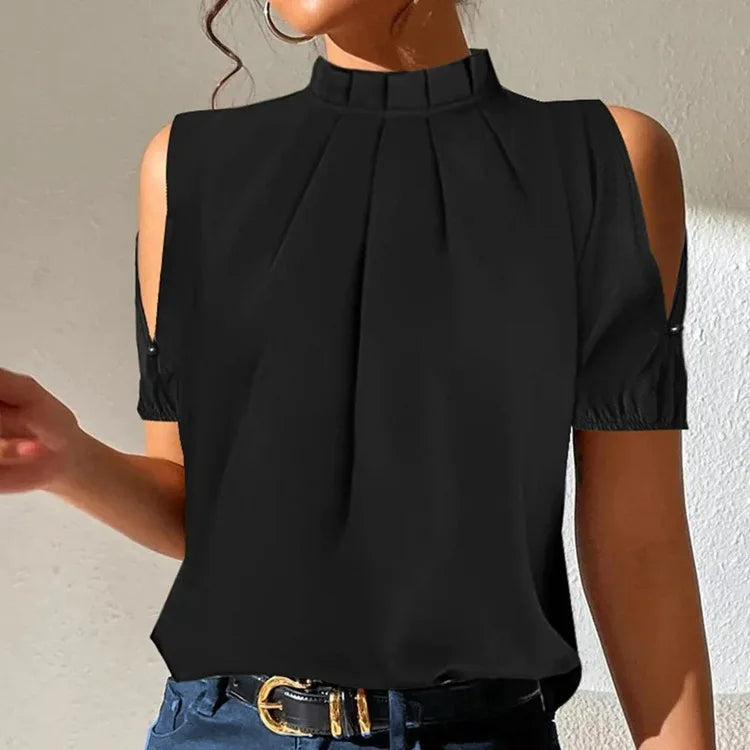 Lässiges Frauen Top Plissee Oberteil Trendy