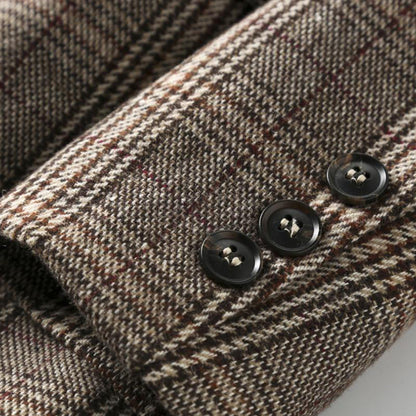 Damen Blazer Langarm Kariert Lässige Jacke Business