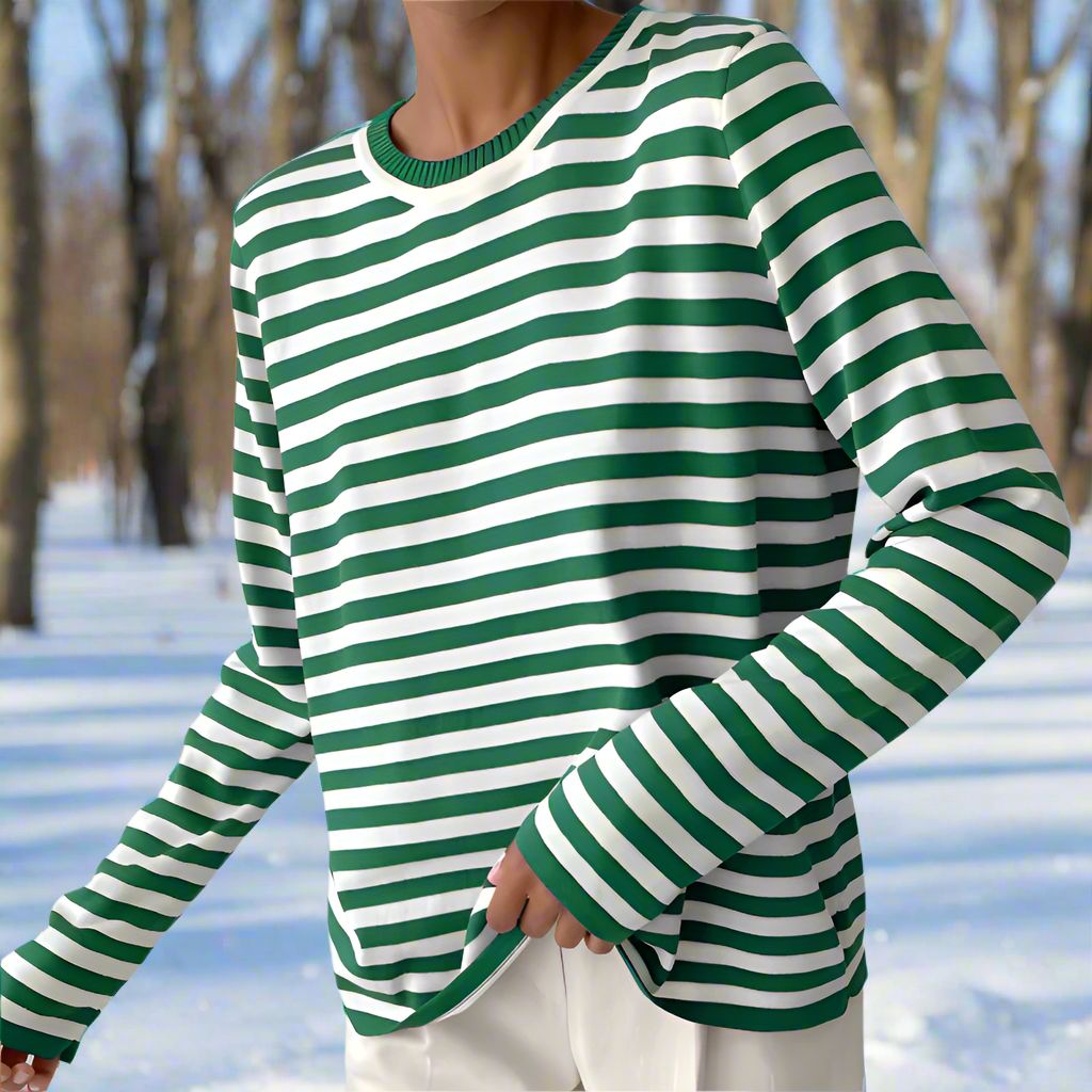 Damen Langarmshirt Lässig Gestreift Modern