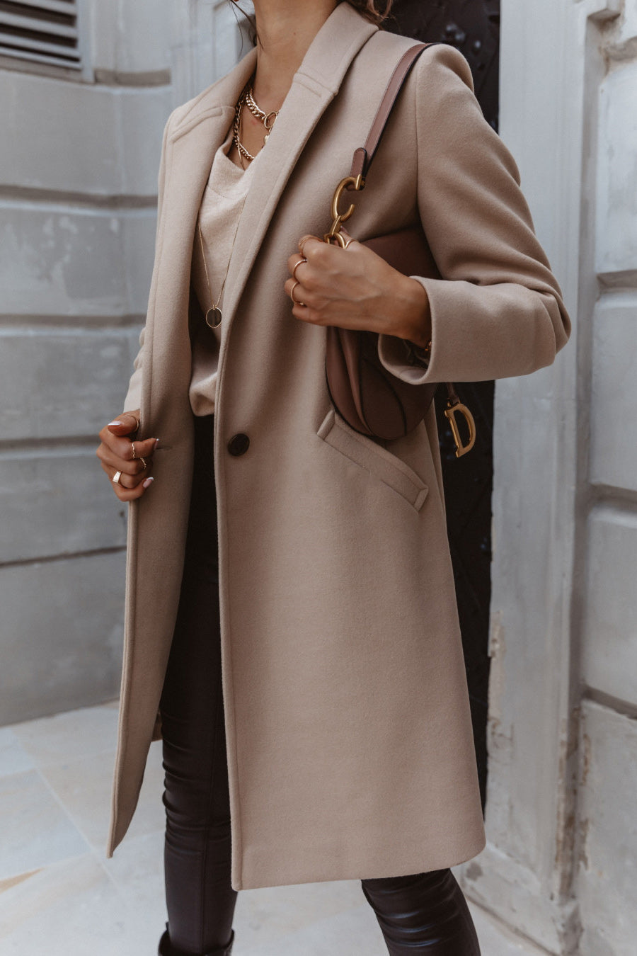 Burgunder Mantel Damen Eleganter Winter