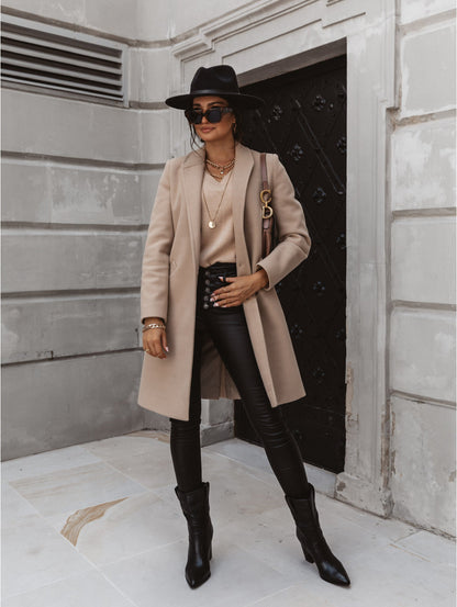 Burgunder Mantel Damen Eleganter Winter