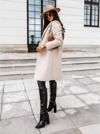 Burgunder Mantel Damen Eleganter Winter