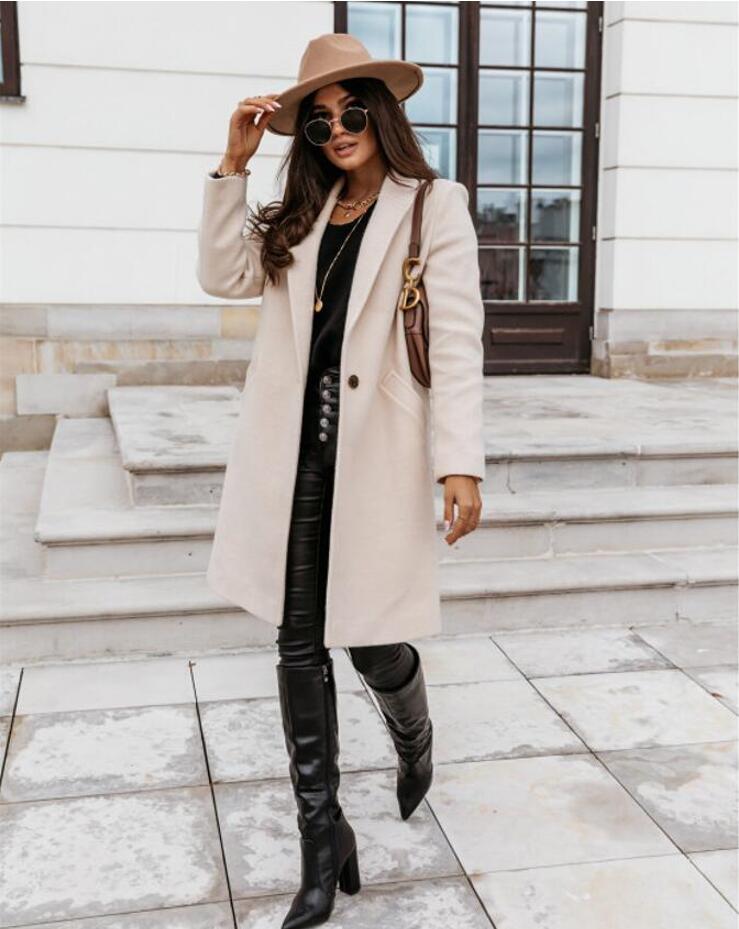 Burgunder Mantel Damen Eleganter Winter