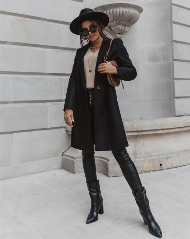 Burgunder Mantel Damen Eleganter Winter