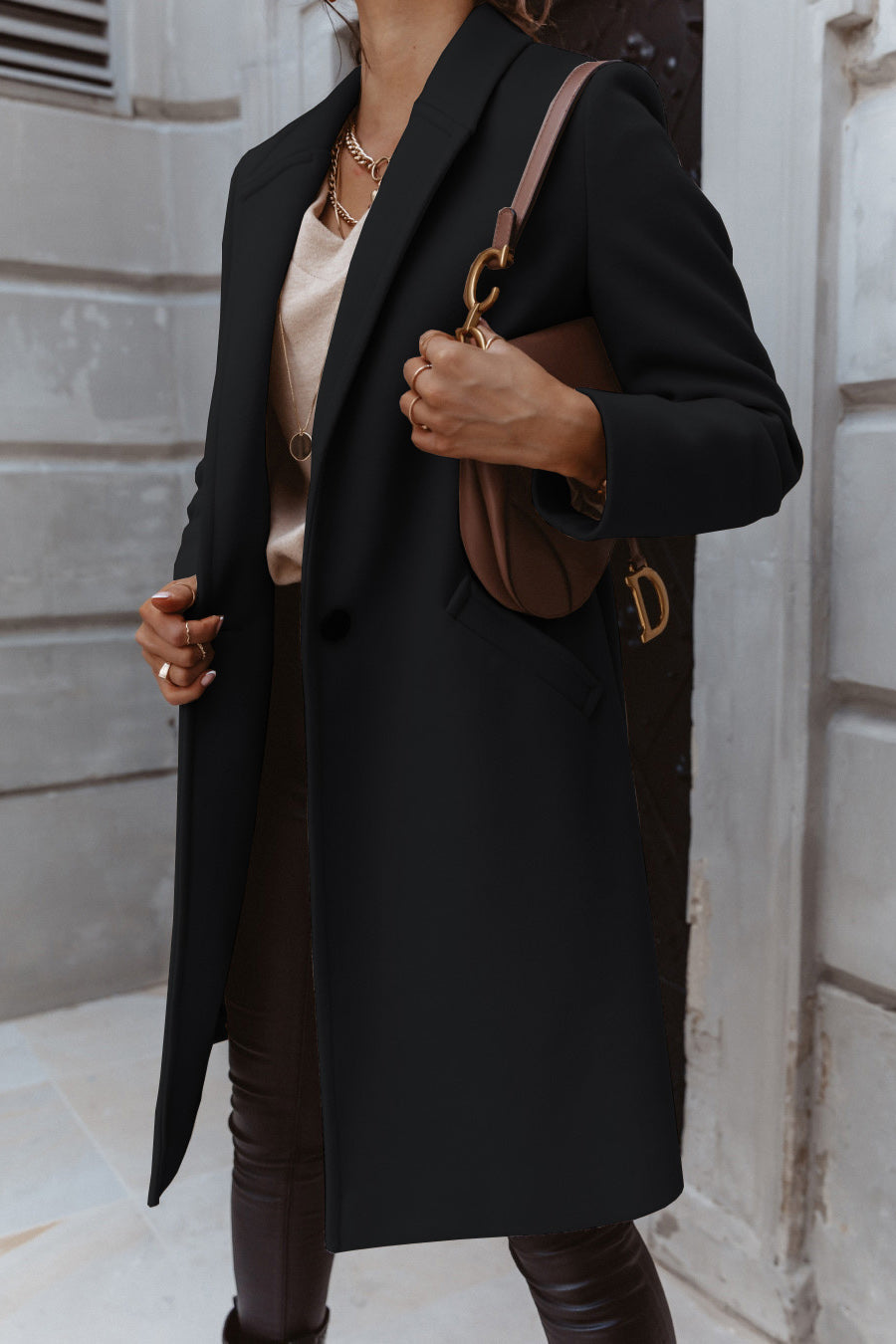 Burgunder Mantel Damen Eleganter Winter