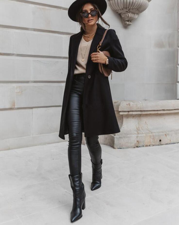 Burgunder Mantel Damen Eleganter Winter