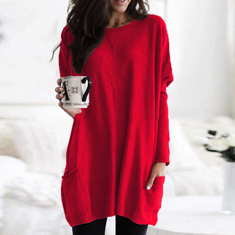 Langer Damenpullover Modern Oversized Schwarz