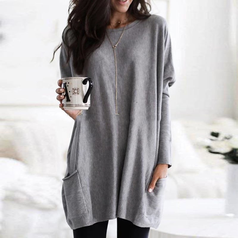Langer Damenpullover Modern Oversized Schwarz