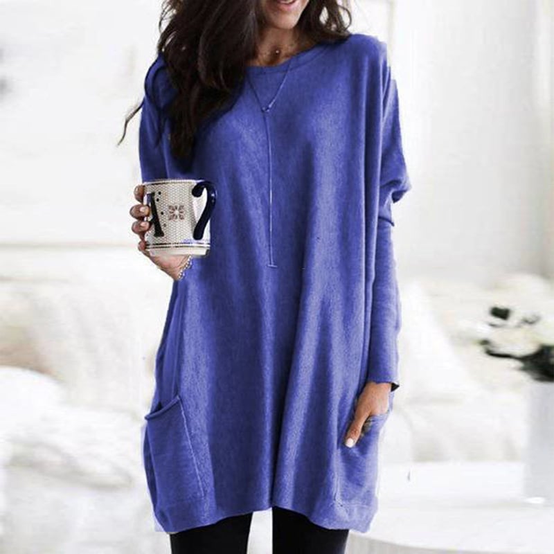 Langer Damenpullover Modern Oversized Schwarz