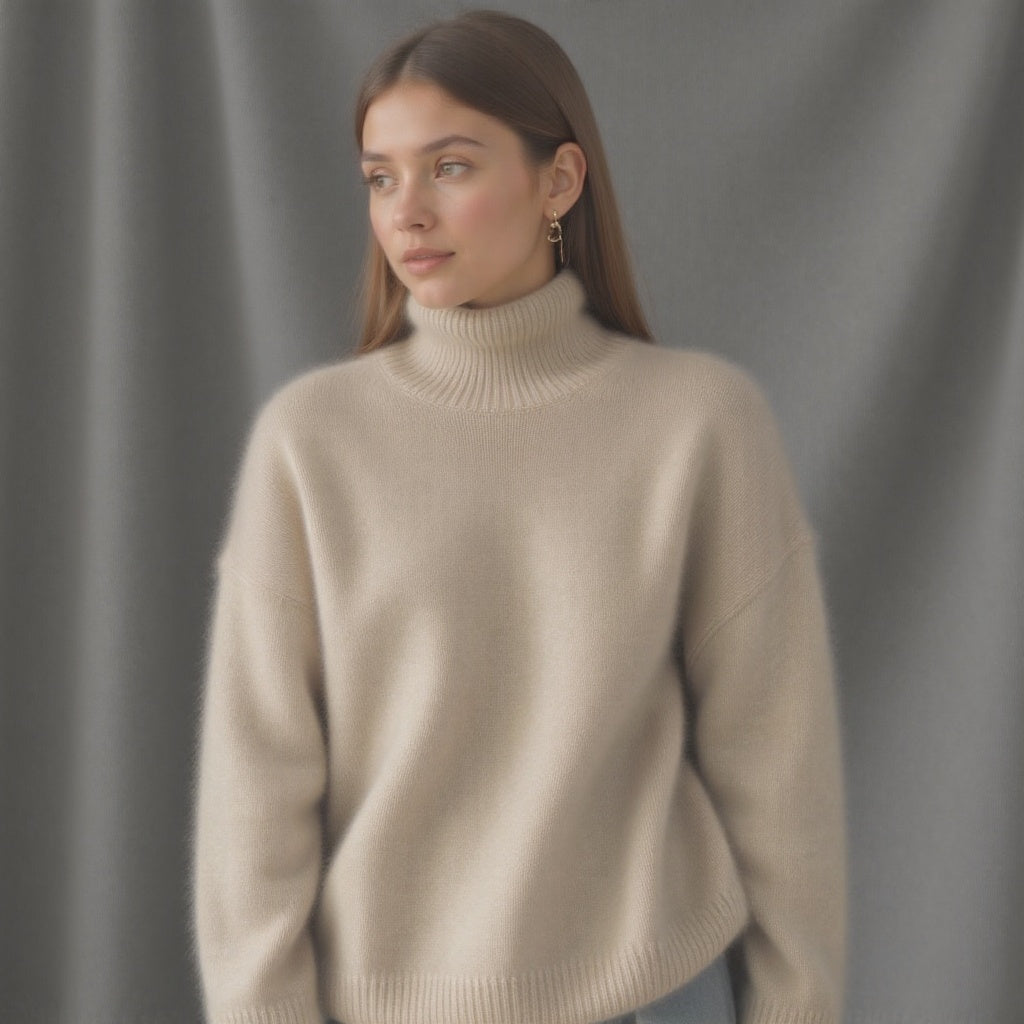 Damen Rollkragenpullover Oversized Winter Warm