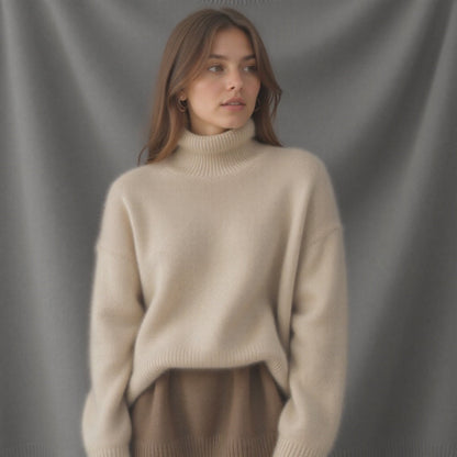 Damen Rollkragenpullover Oversized Winter Warm