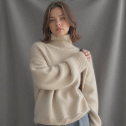 Damen Rollkragenpullover Oversized Winter Warm