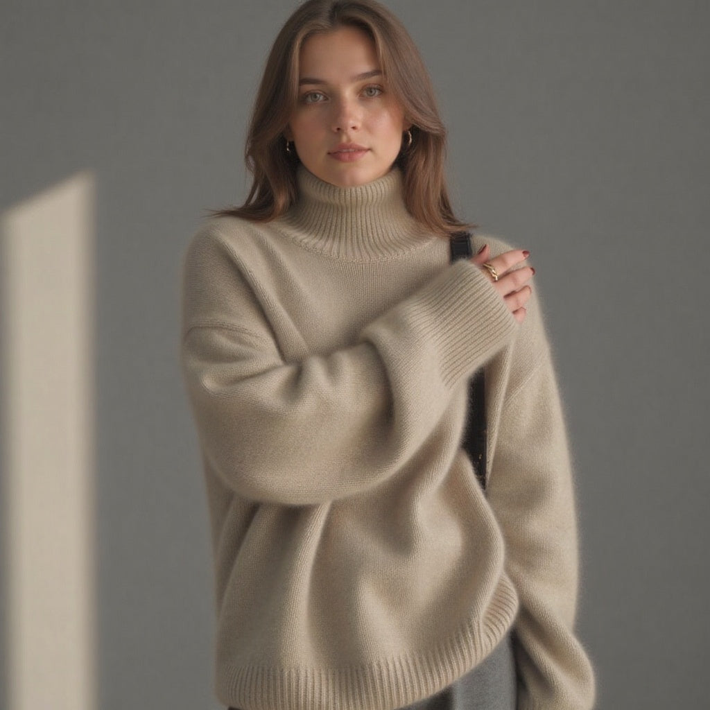 Damen Rollkragenpullover Oversized Winter Warm