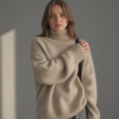 Damen Rollkragenpullover Oversized Winter Warm