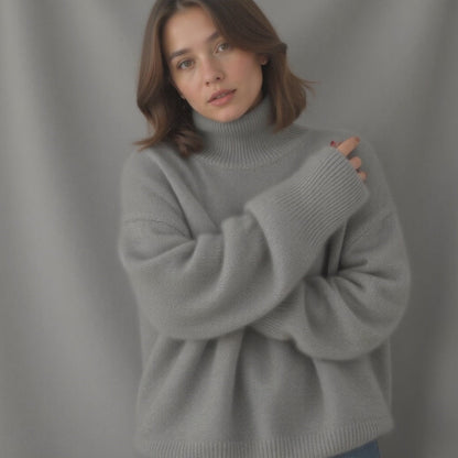 Damen Rollkragenpullover Oversized Winter Warm