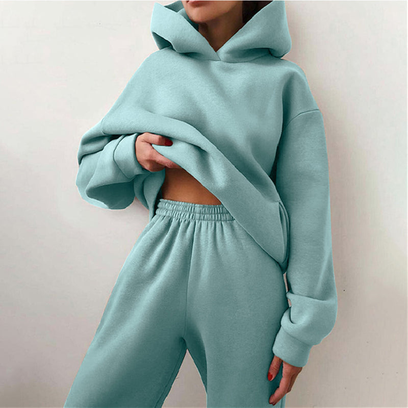 Damen Streetwear Hoodie Jogging Set Sportlich Bequem