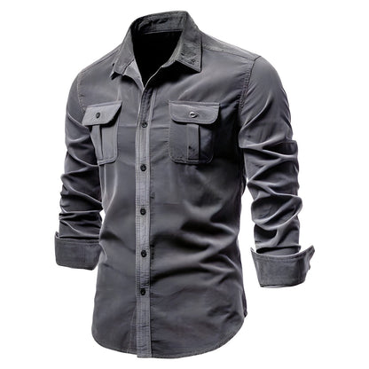 Herren Freizeithemd Langarm mit Knöpfen Modern