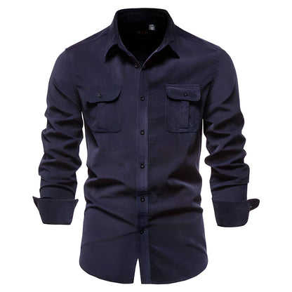 Herren Freizeithemd Langarm mit Knöpfen Modern