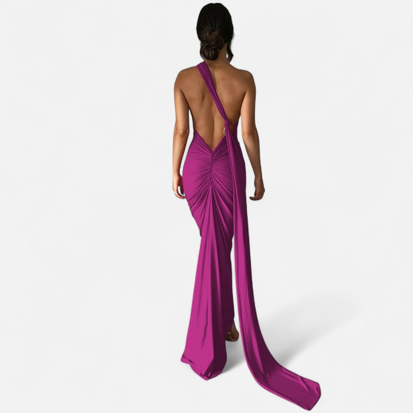 Damen Maxikleid Ein Schulter Neckholder Sommerkleid