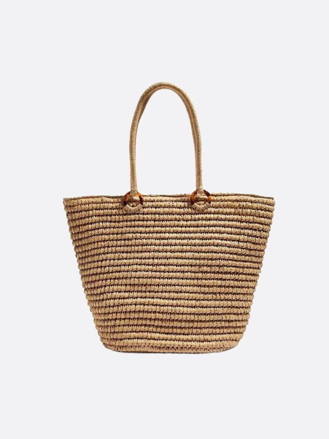 Große Strohtasche Damen Schulterriemen Handgewebt Elegante Tote Bag - BerlinGlamour