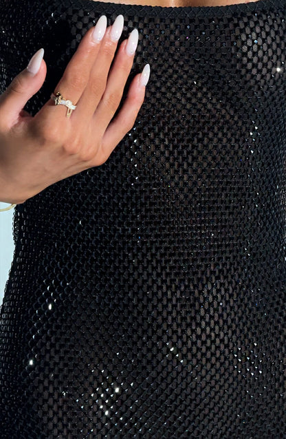Glitzer Minikleid Mit Tiefem Rückenausschnitt Partykleid Eckiger Ausschnitt